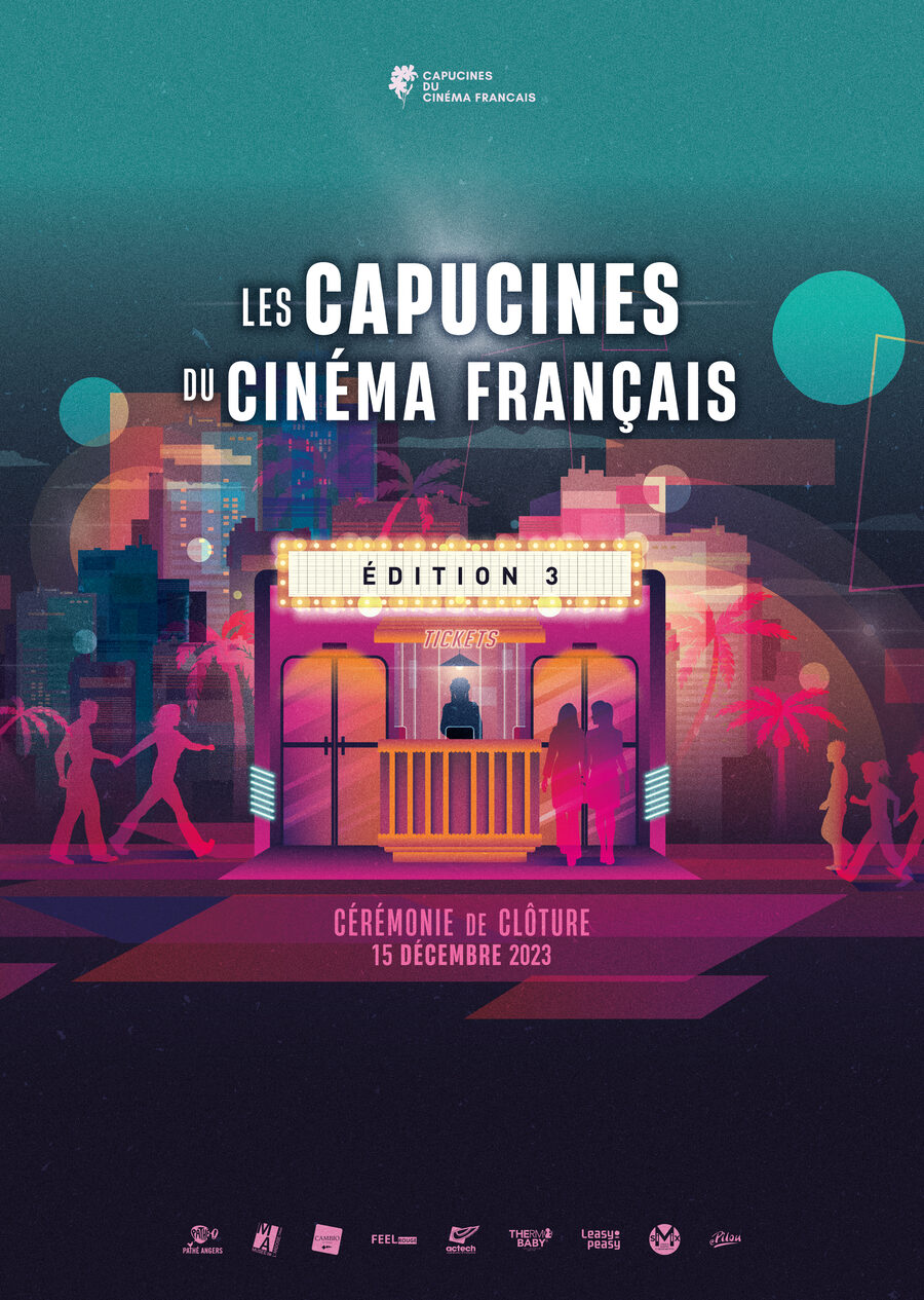 Affiche de la 3ᵉ édition, 2023, LES CAPUCINES DU CINÉMA FRANÇAIS